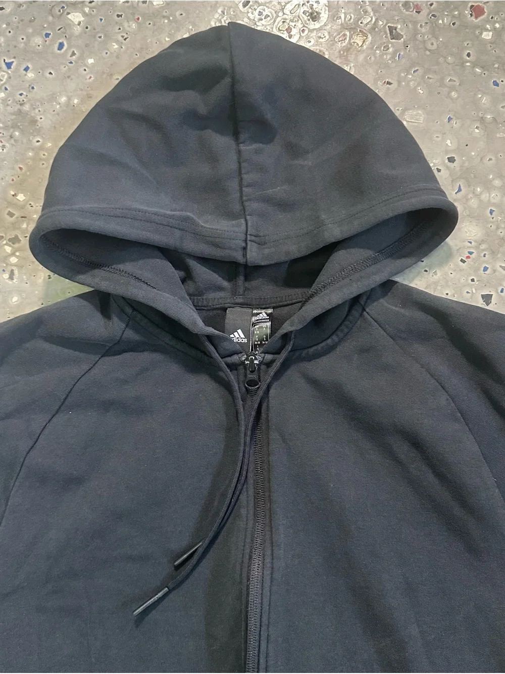 adidas Black Kids Hooded Zip Jacket with White Stripes
